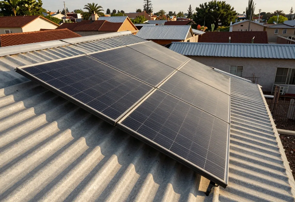 Paneles solares sobre techo de chapa en Argentina
