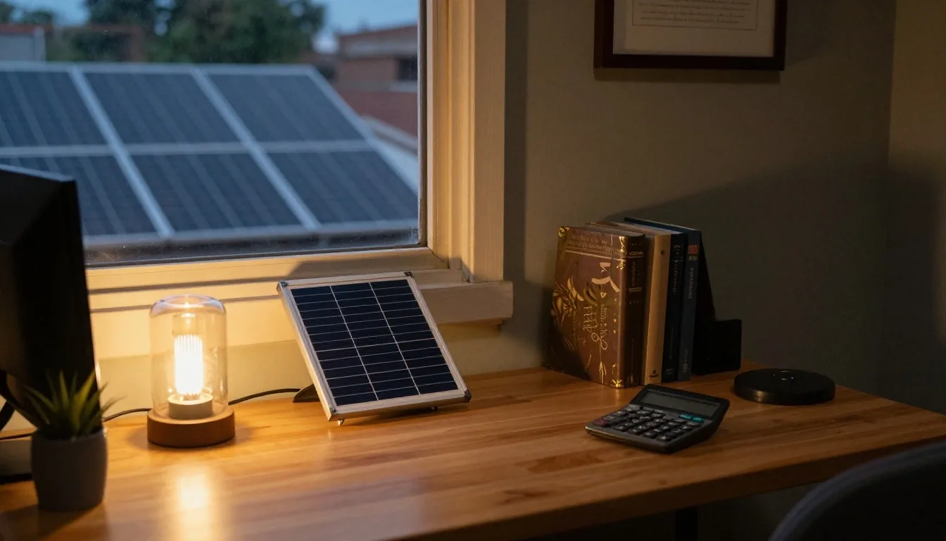 Escritorio con factura de luz y calculadora para revisar consumos