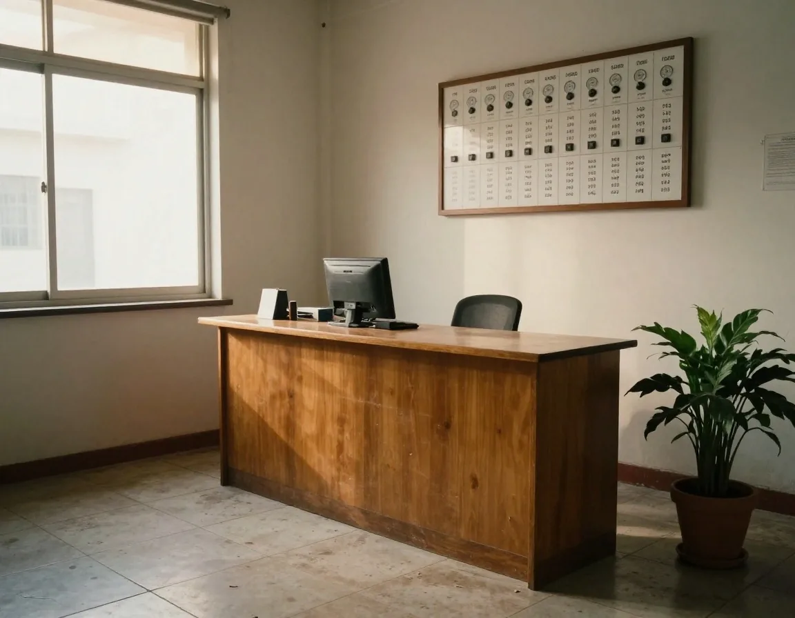 Escritorio con facturas de luz, calculadora y mano con lapicera
