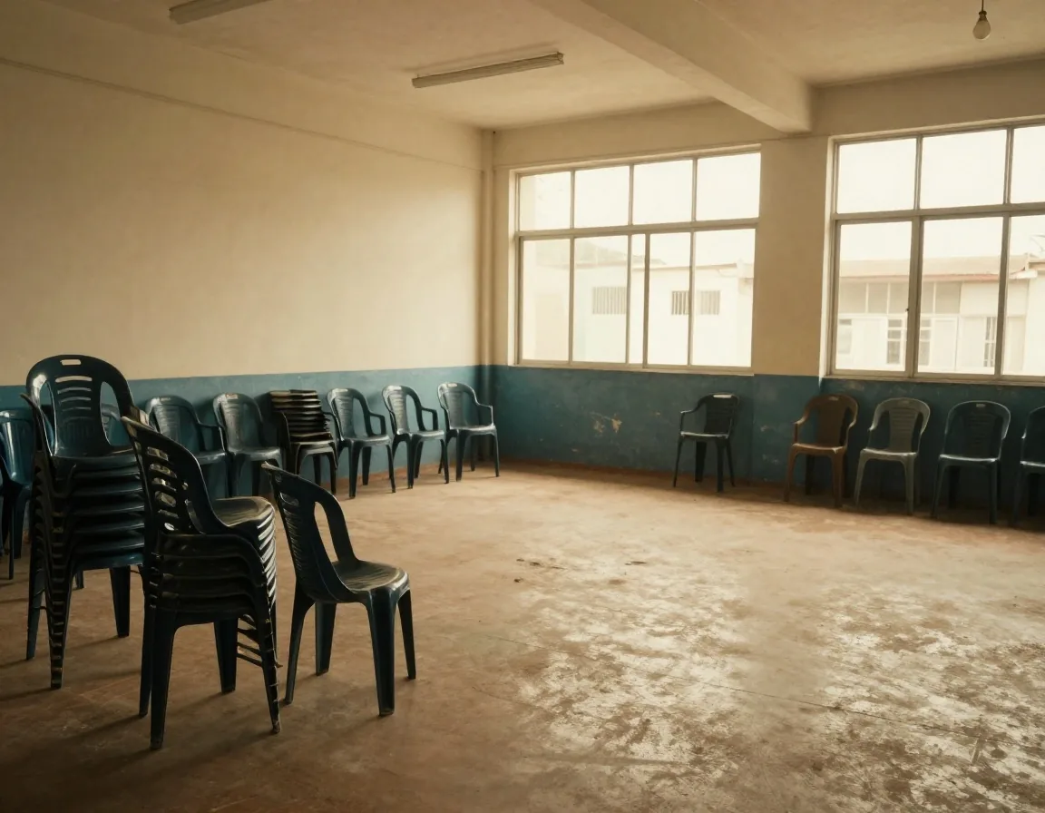 Reunión vecinal en un salón comunitario